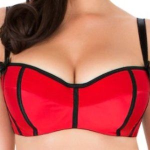 Parfait Bra: Charlotte Full-Figure Balconette Bra 6931 Red & Black Padded/ Wired